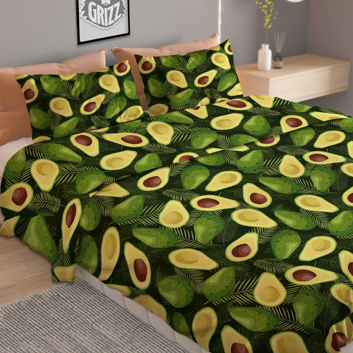 Avocado Half Cut Print Pattern Duvet Cover Bedding Set - Image 2