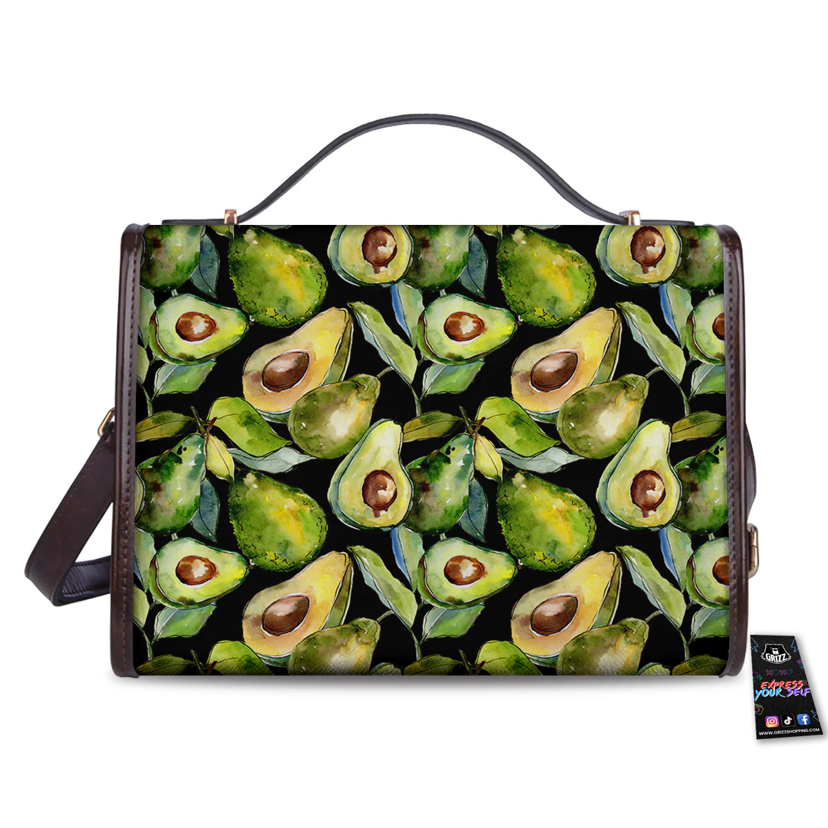 Avocado Watercolor Print Pattern Women's Satchel Bag - Image 2