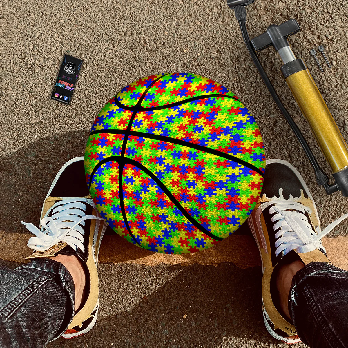 Awareness Jigsaw Colorful Autism Print Basketball - Image 2