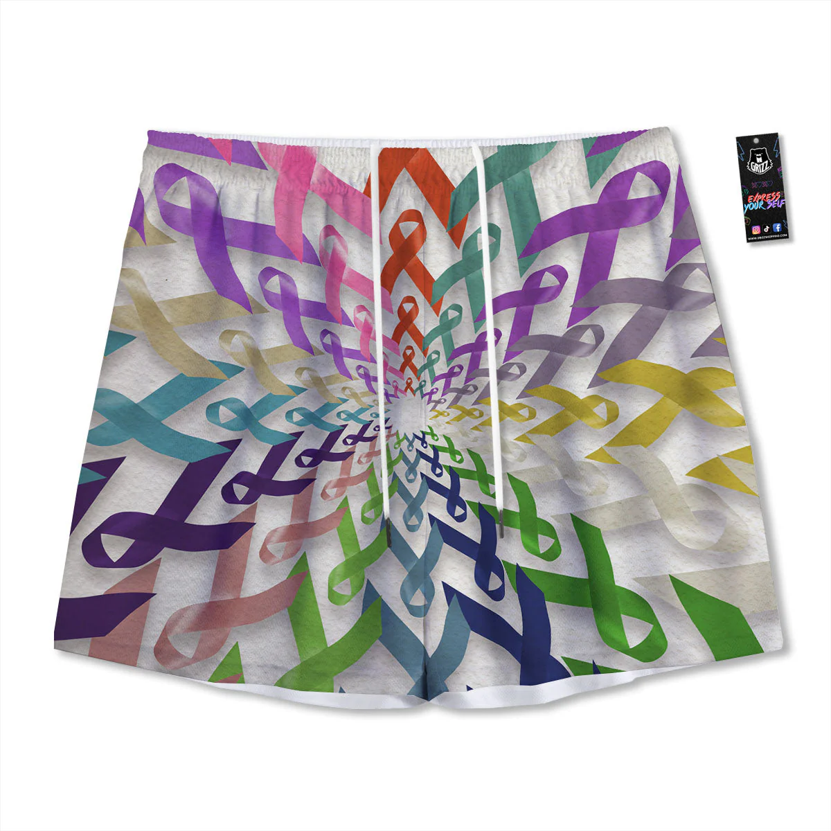 Awareness Mandala Cancer Print Mesh Shorts