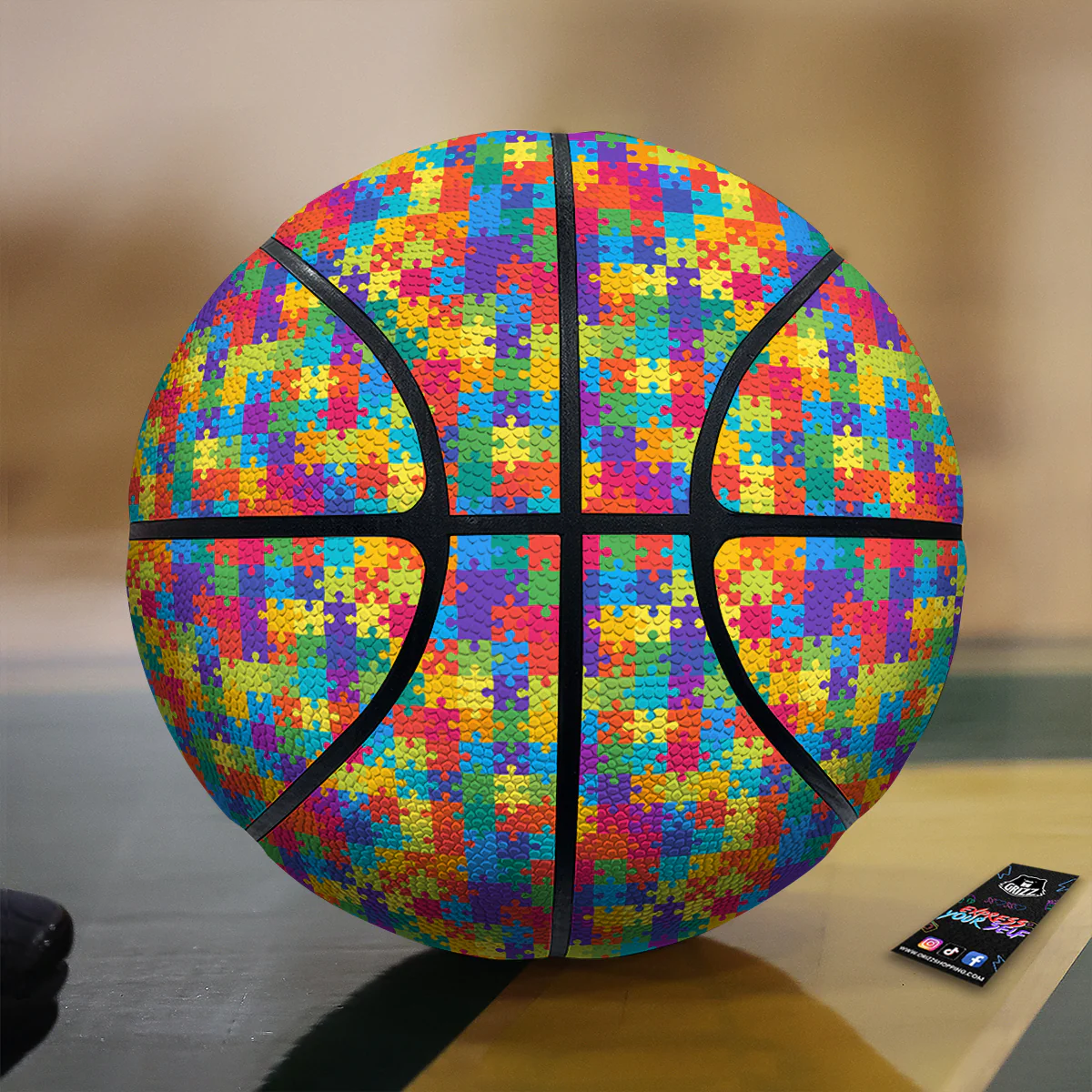 Awareness Puzzle Colorful Autism Print Basketball