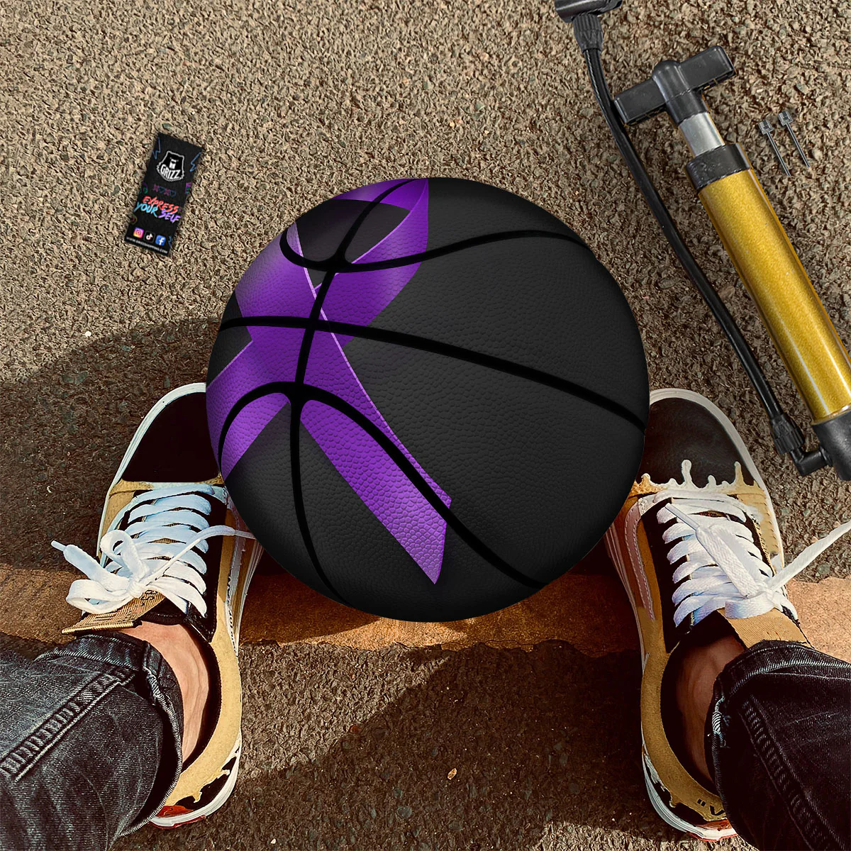 Awareness Ribbon Purple Cancer Print Basketball - Image 2