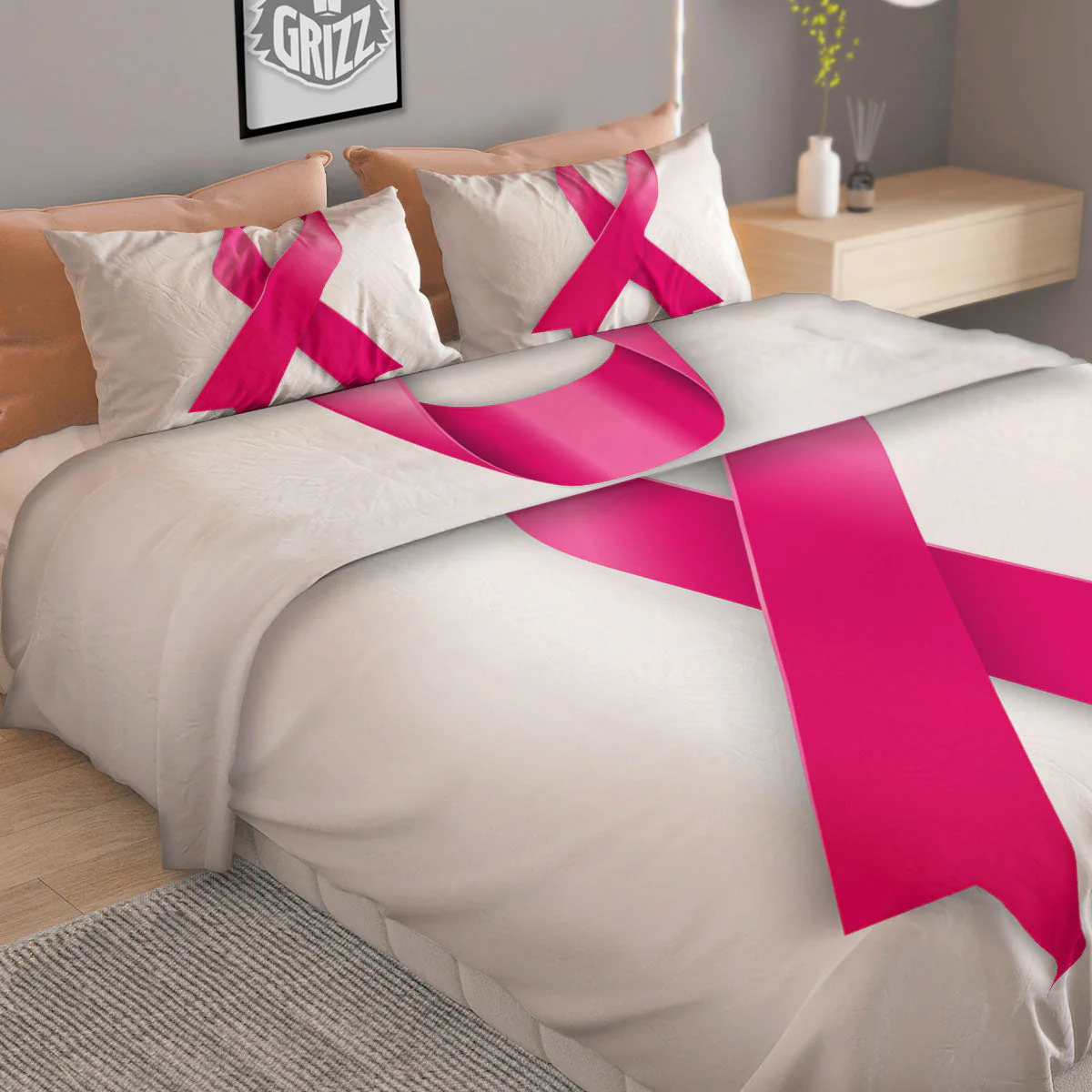 Awareness Ribbons Cancer Print Duvet Cover Bedding Set - Image 2