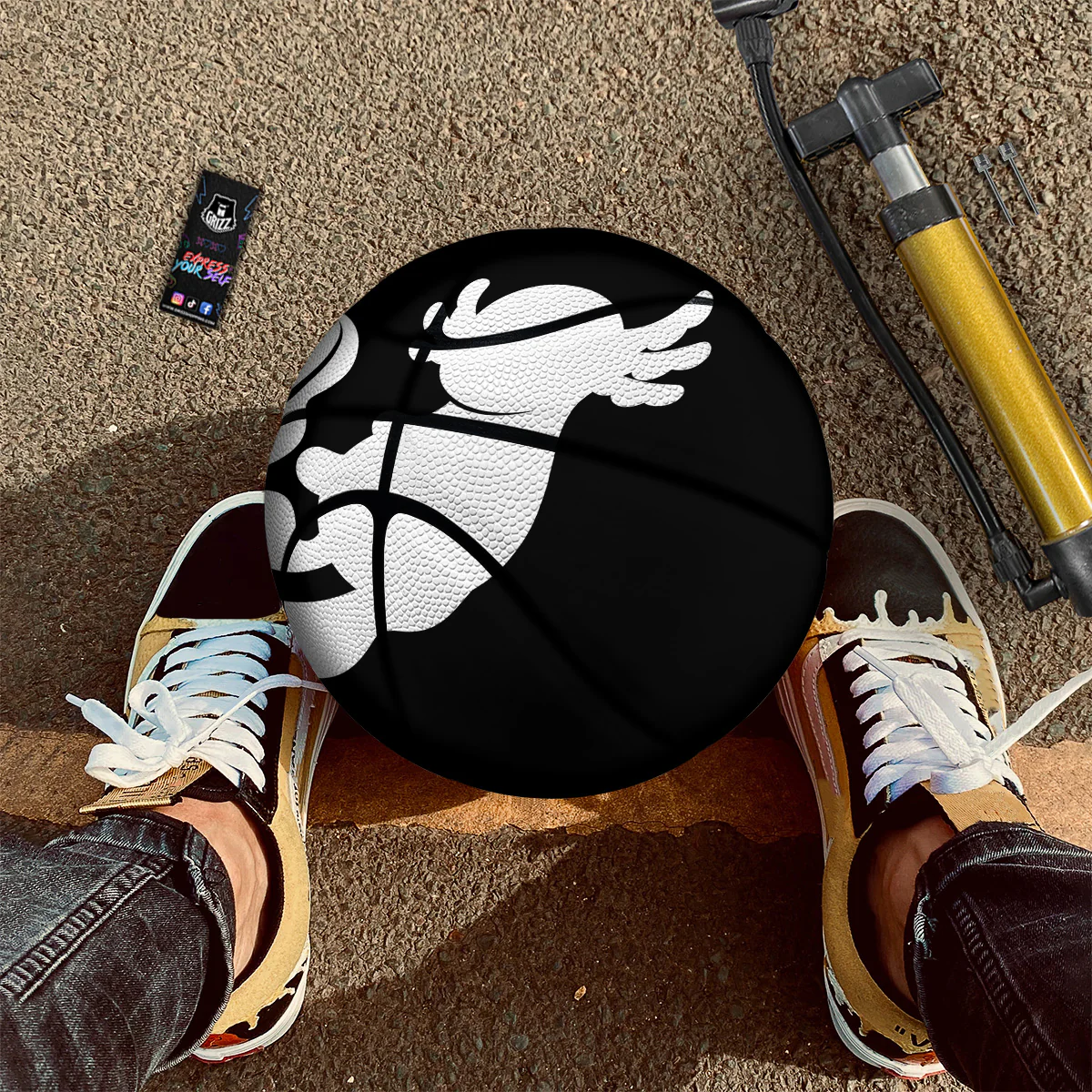 Axolotl White And Black Print Basketball - Image 2