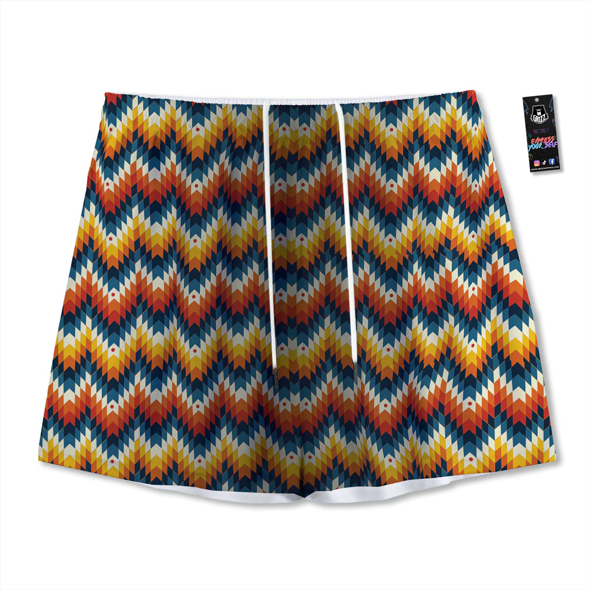 Aztec American Print Pattern Mesh Shorts