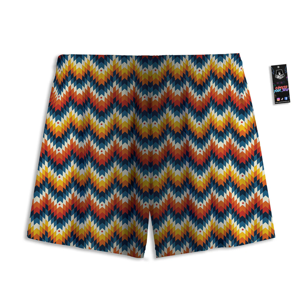 Aztec American Print Pattern Mesh Shorts - Image 2