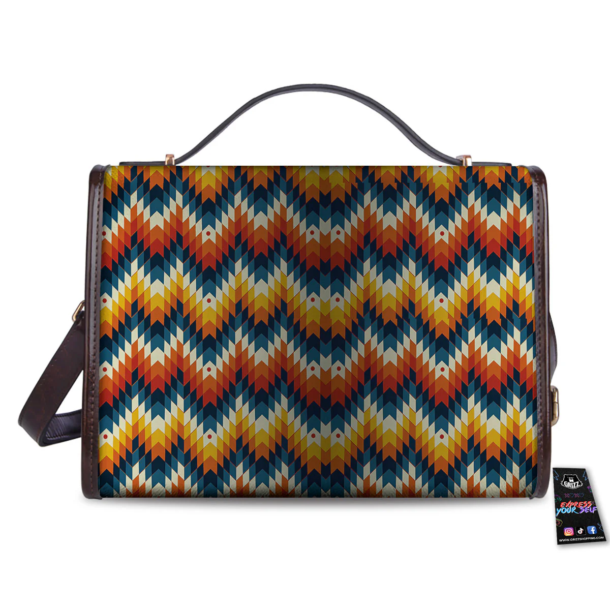 Aztec American Print Pattern Women's Satchel Bag - Image 2