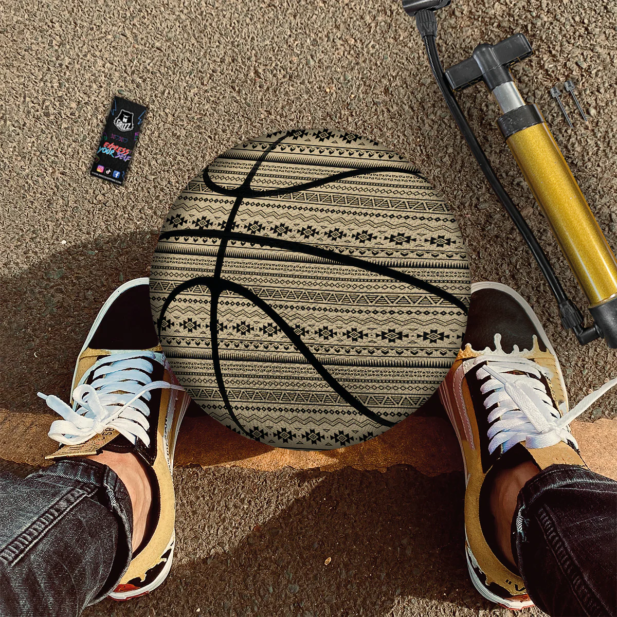 Aztec Beige And Black Print Pattern Basketball - Image 2