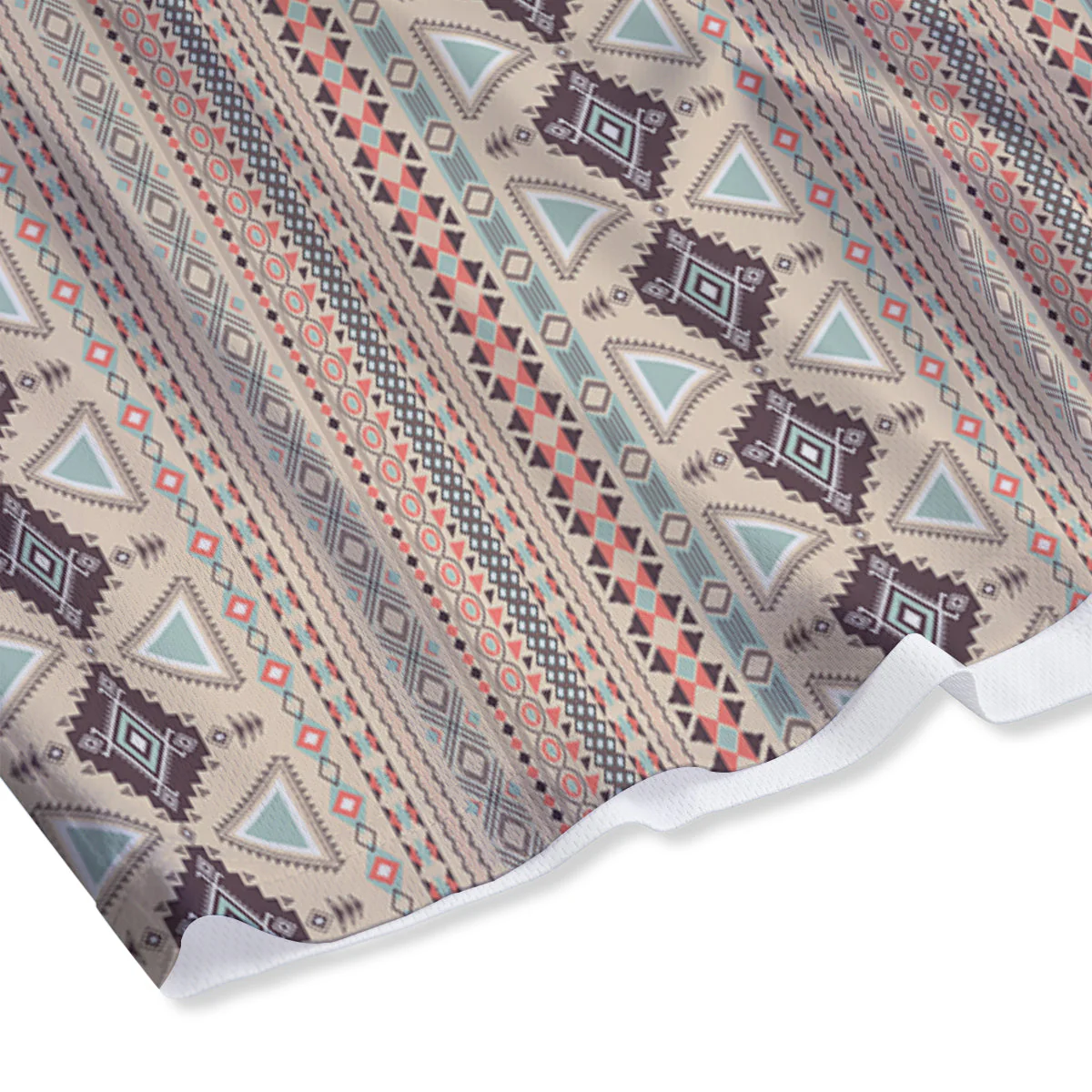 Aztec Beige Print Pattern Mesh Shorts - Image 4