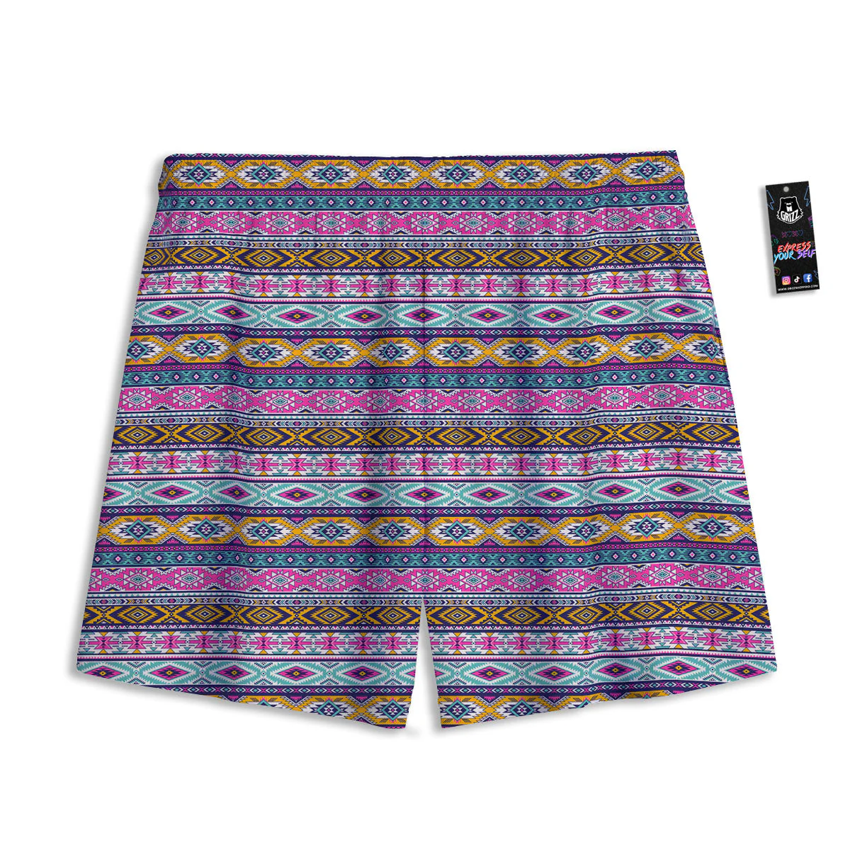 Aztec Bright Colors Print Pattern Mesh Shorts - Image 2