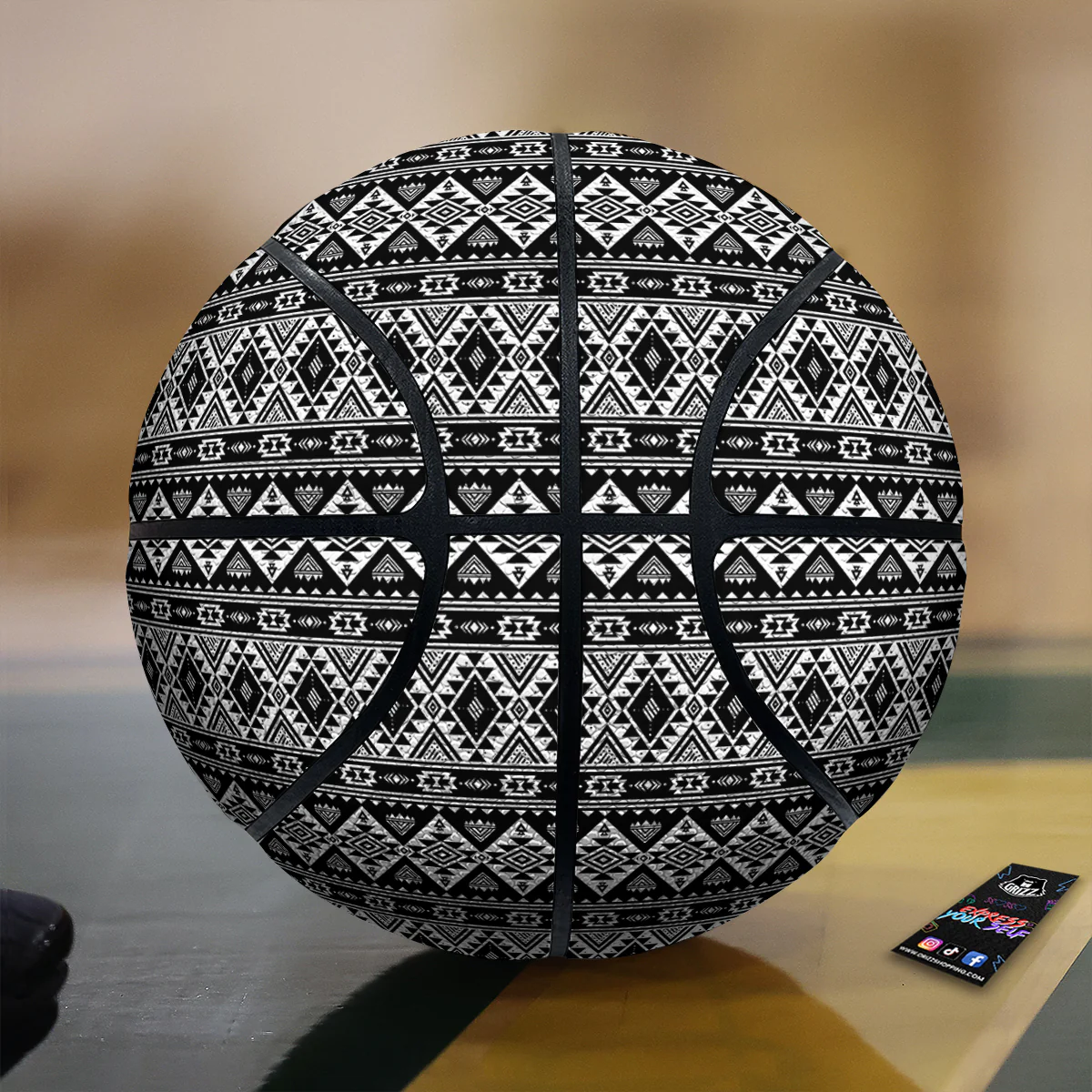 Aztec Dark Grey Print Pattern Basketball