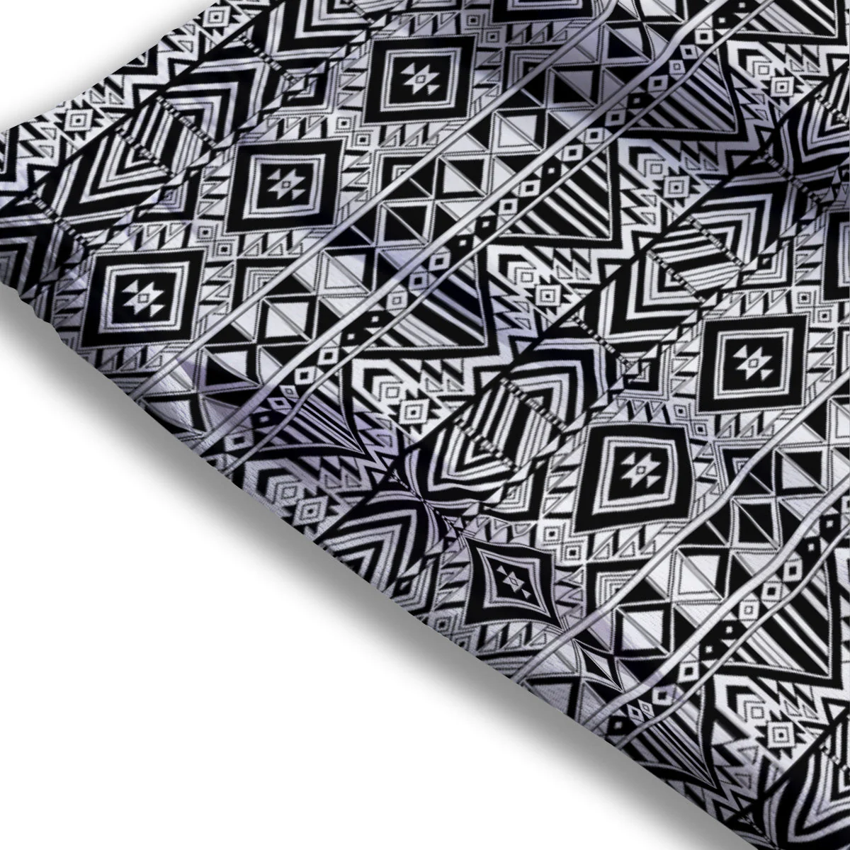 Aztec Ethnic White And Black Print Mesh Shorts - Image 3