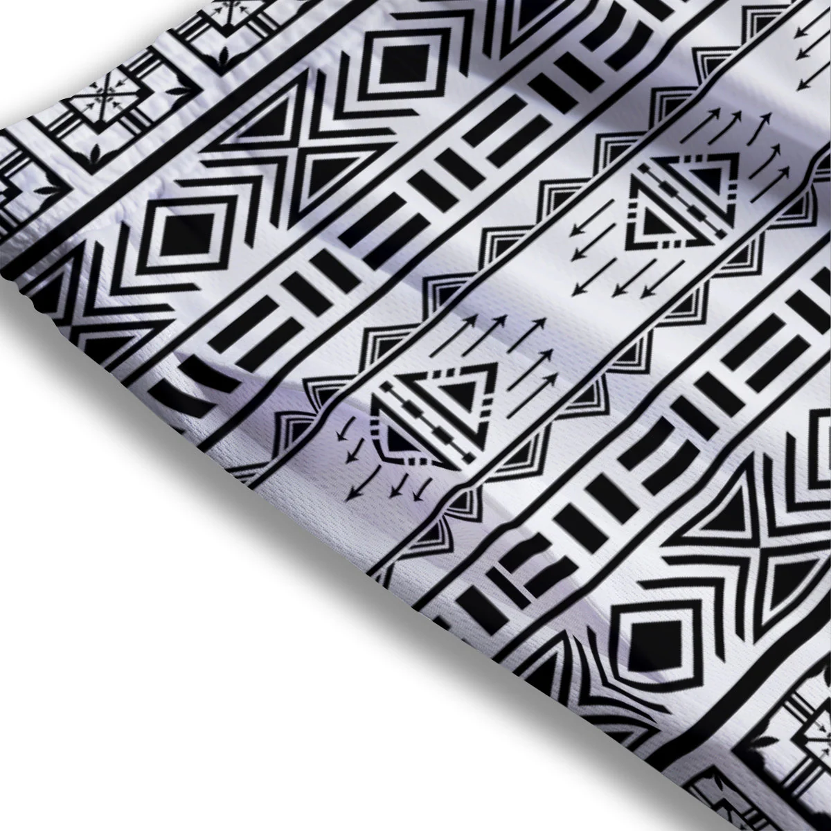 Aztec Grey And White Print Pattern Mesh Shorts - Image 3
