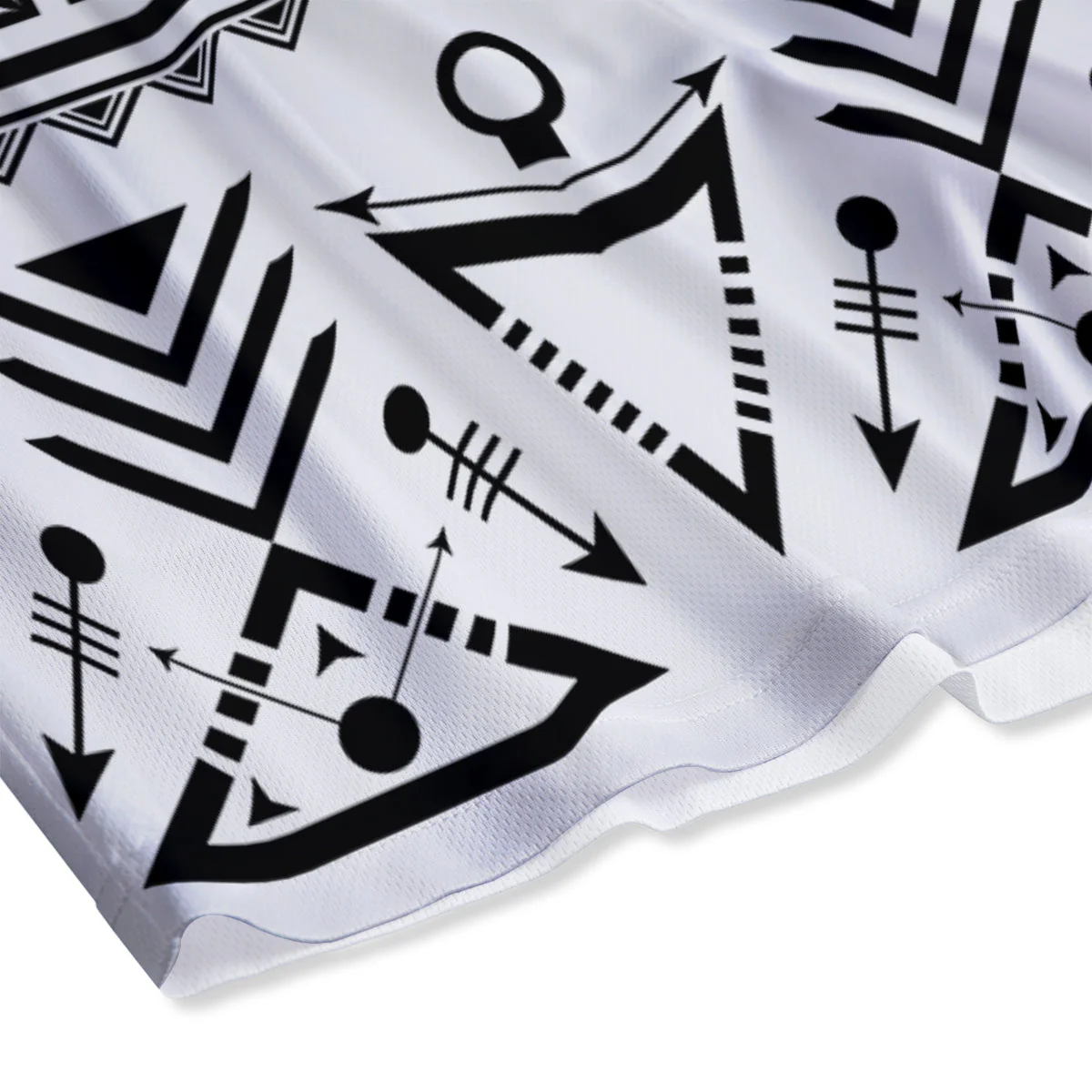 Aztec Grey And White Print Pattern Mesh Shorts - Image 4