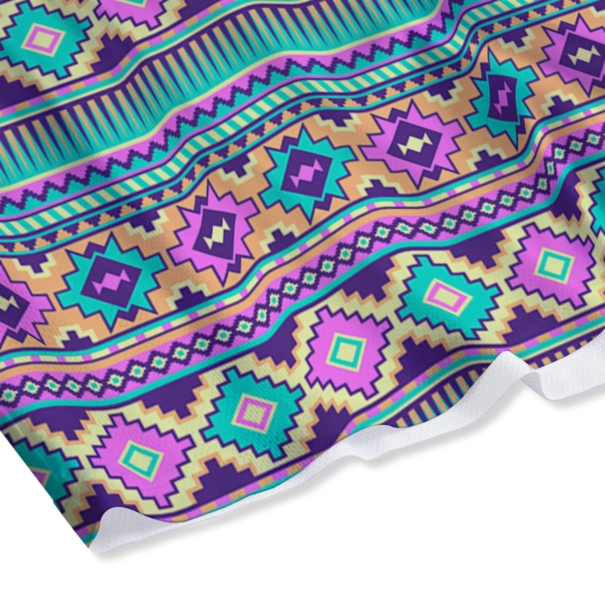 Aztec Neon Native Print Pattern Mesh Shorts - Image 4