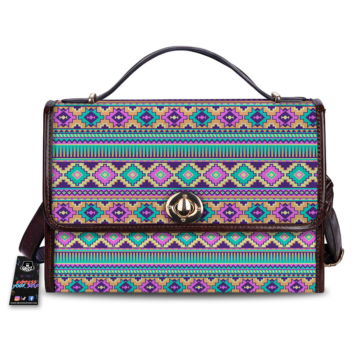 Aztec Neon Native Print Pattern Women's Satchel Bag