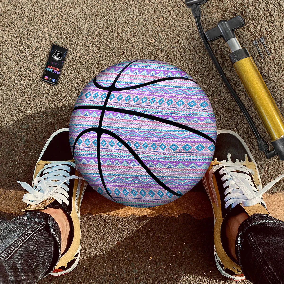 Aztec Pink And Pastel Print Pattern Basketball - Image 3