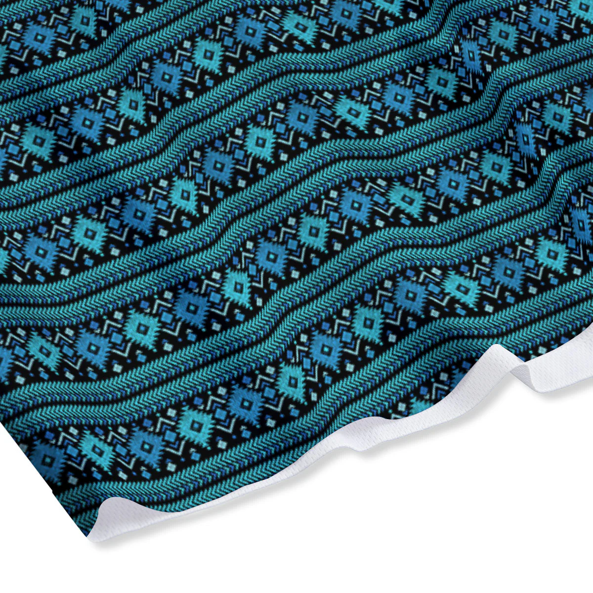 Aztec Tribal Blue Native Print Pattern Mesh Shorts - Image 4