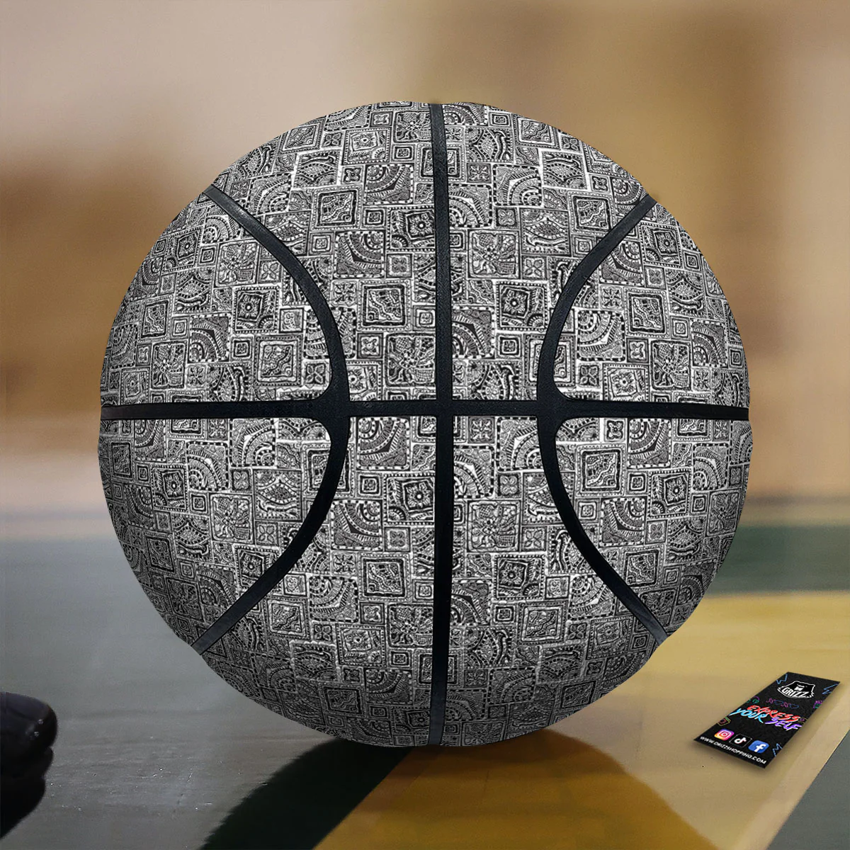 Aztec White And Grey Print Pattern Basketball