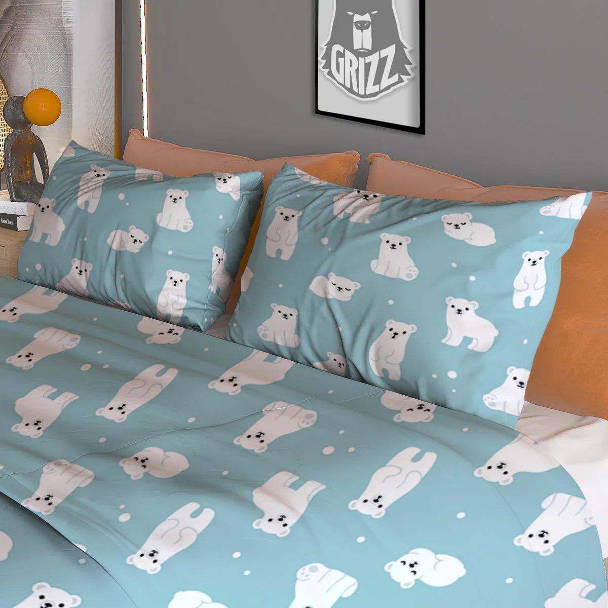 Baby Bear Cartoon Cute Print Pattern Duvet Cover Bedding Set - Image 3