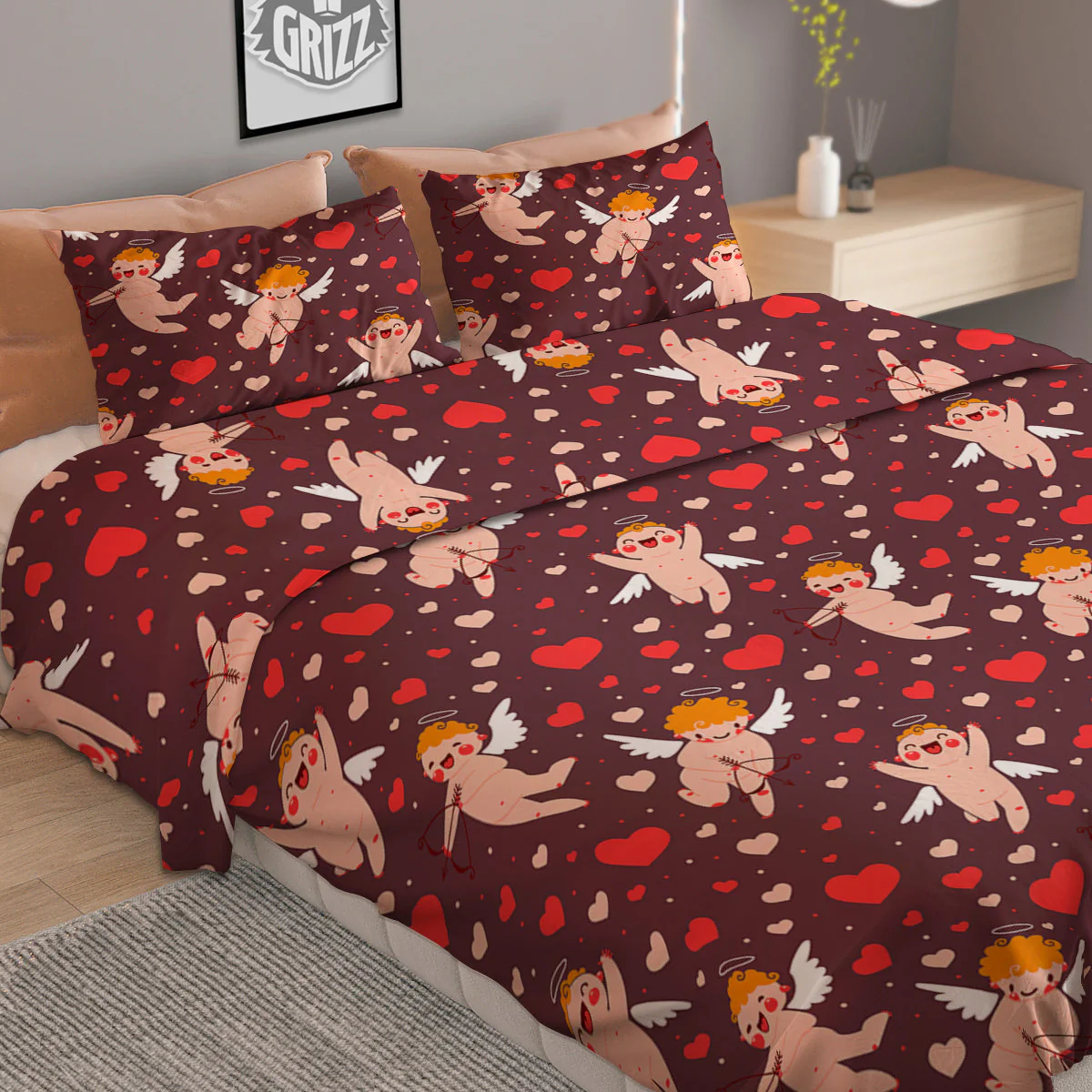 Baby Cupid Print Pattern Duvet Cover Bedding Set - Image 2