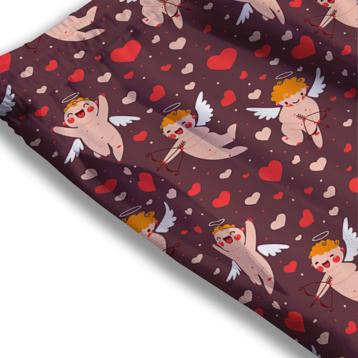 Baby Cupid Print Pattern Mesh Shorts - Image 3