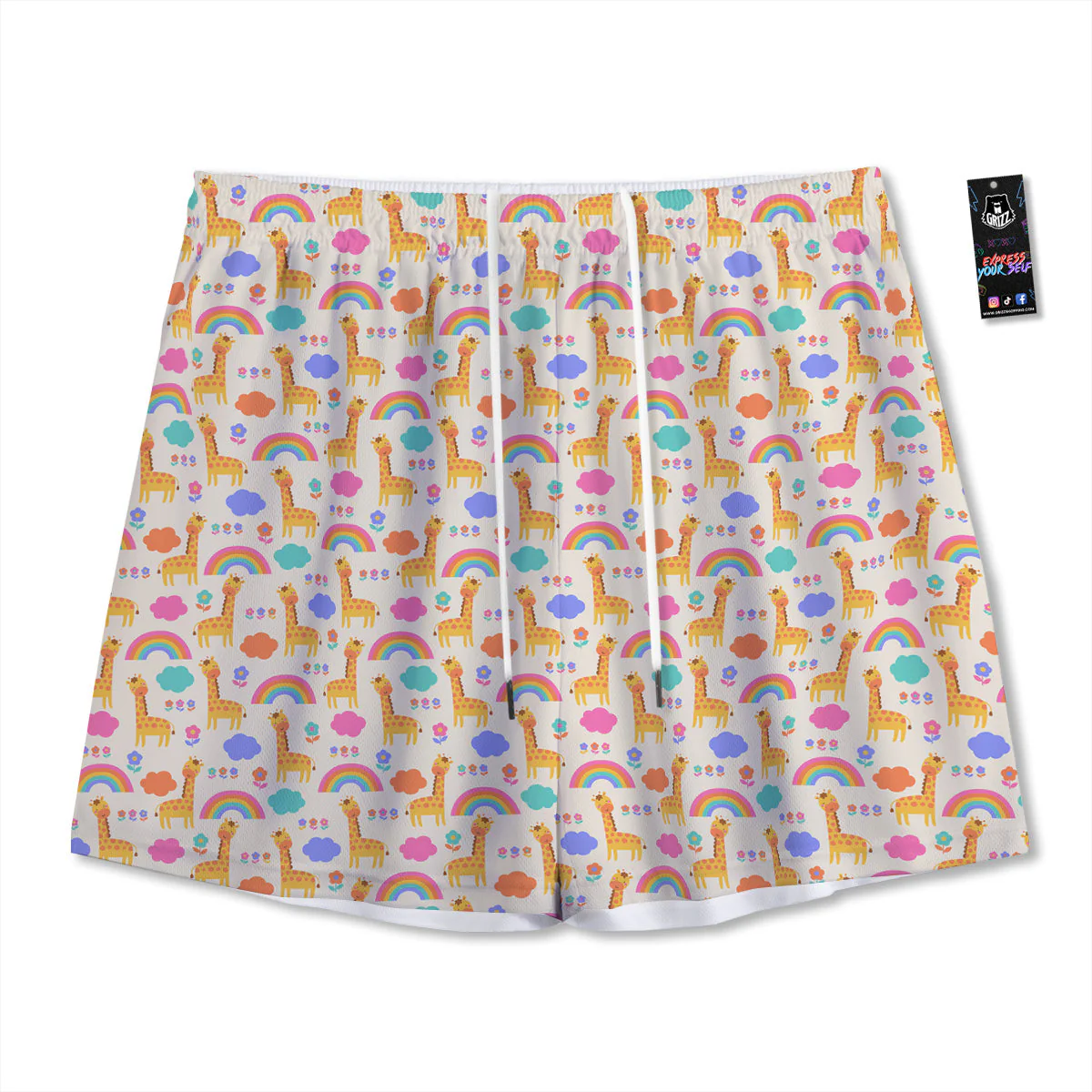 Baby Giraffe Cute Print Pattern Mesh Shorts
