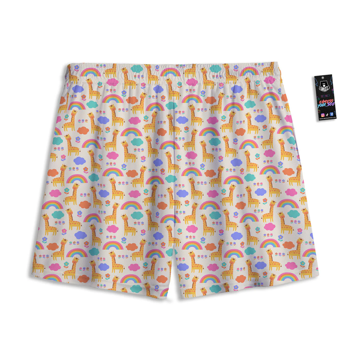 Baby Giraffe Cute Print Pattern Mesh Shorts - Image 2