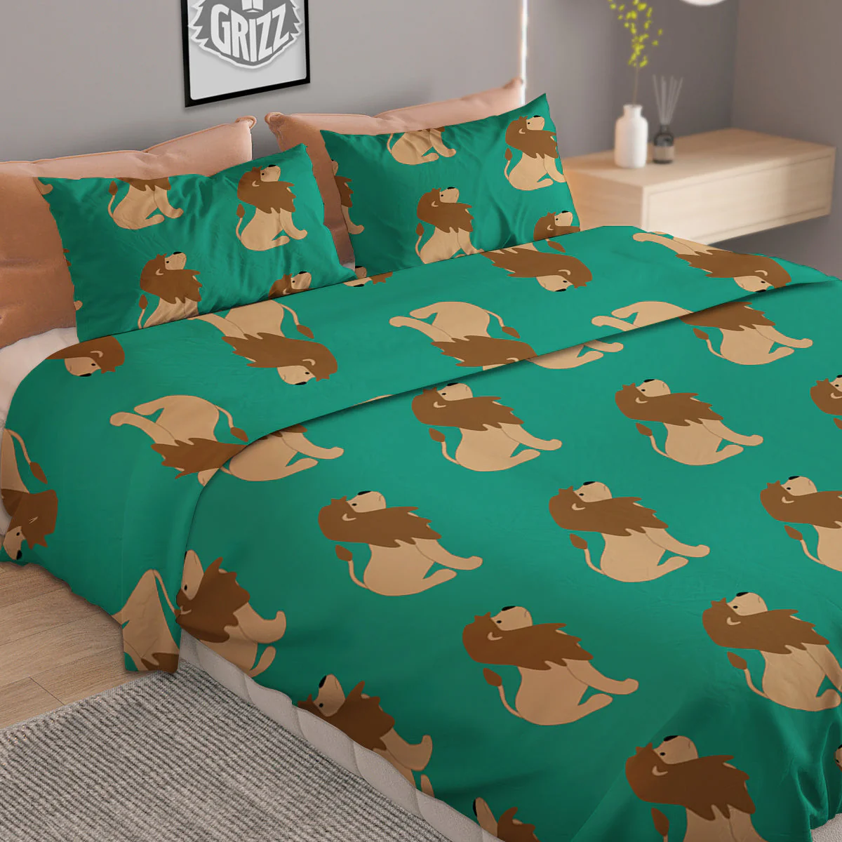 Baby Lion Print Pattern Duvet Cover Bedding Set - Image 2