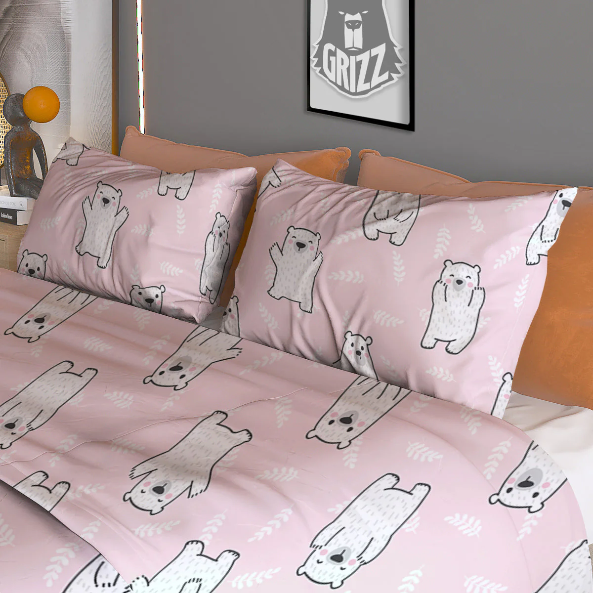Baby Polar Bear White Print Pattern Duvet Cover Bedding Set - Image 3