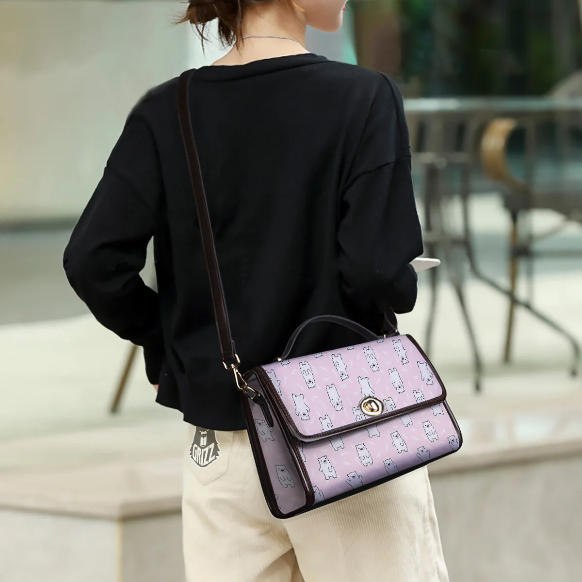 Baby Polar Bear White Print Pattern Women's Satchel Bag - Image 3