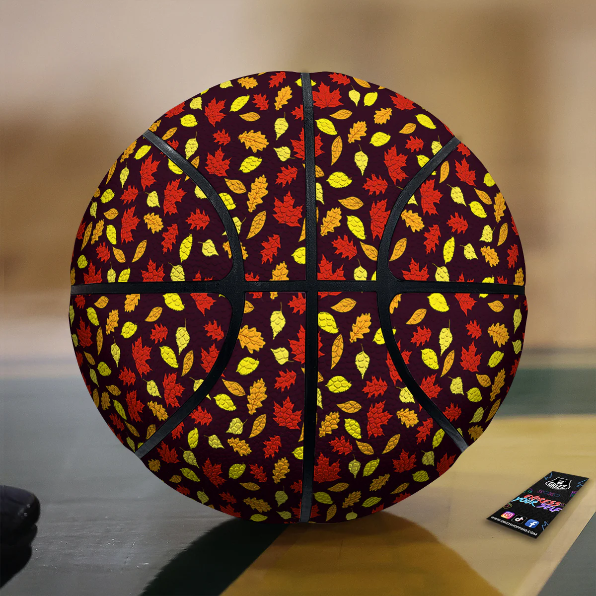 Back And Elm Maple Leave Print Pattern Basketball