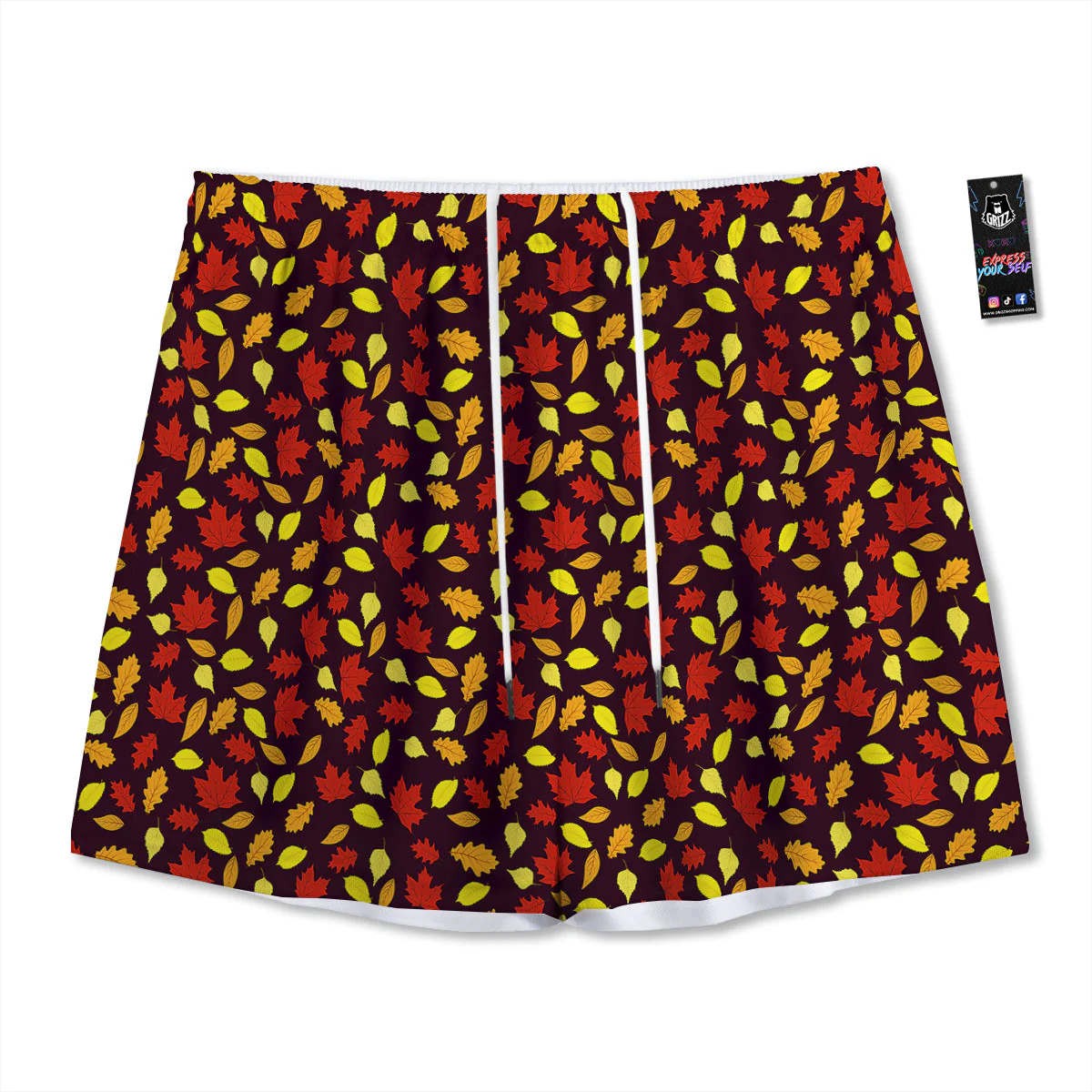 Back And Elm Maple Leave Print Pattern Mesh Shorts