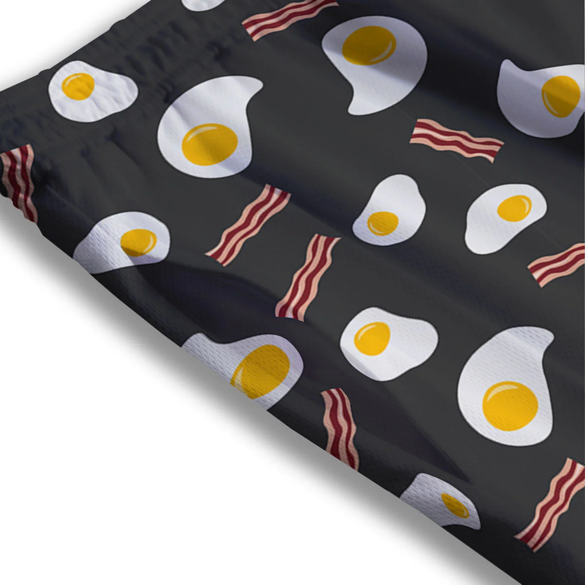 Bacon And Black Fried Egg Print Pattern Mesh Shorts - Image 3