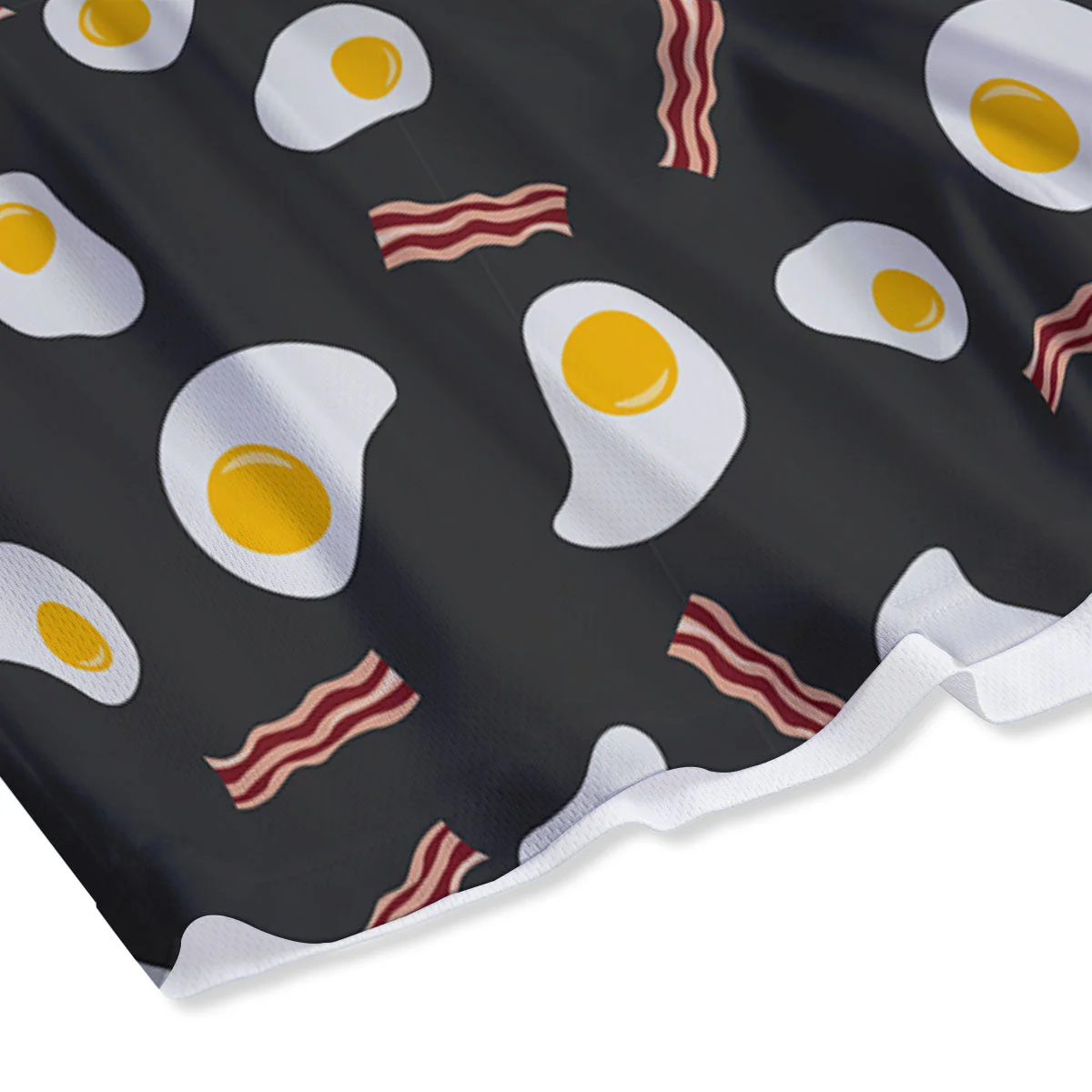 Bacon And Black Fried Egg Print Pattern Mesh Shorts - Image 4