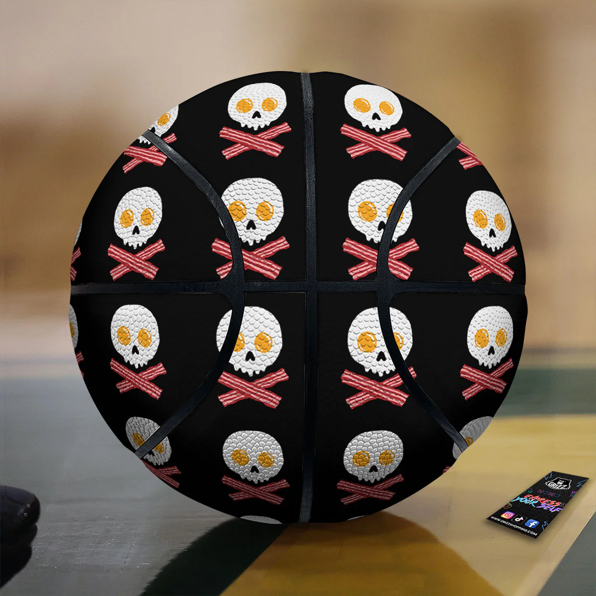 Bacon And Skull Fried Egg Print Pattern Basketball