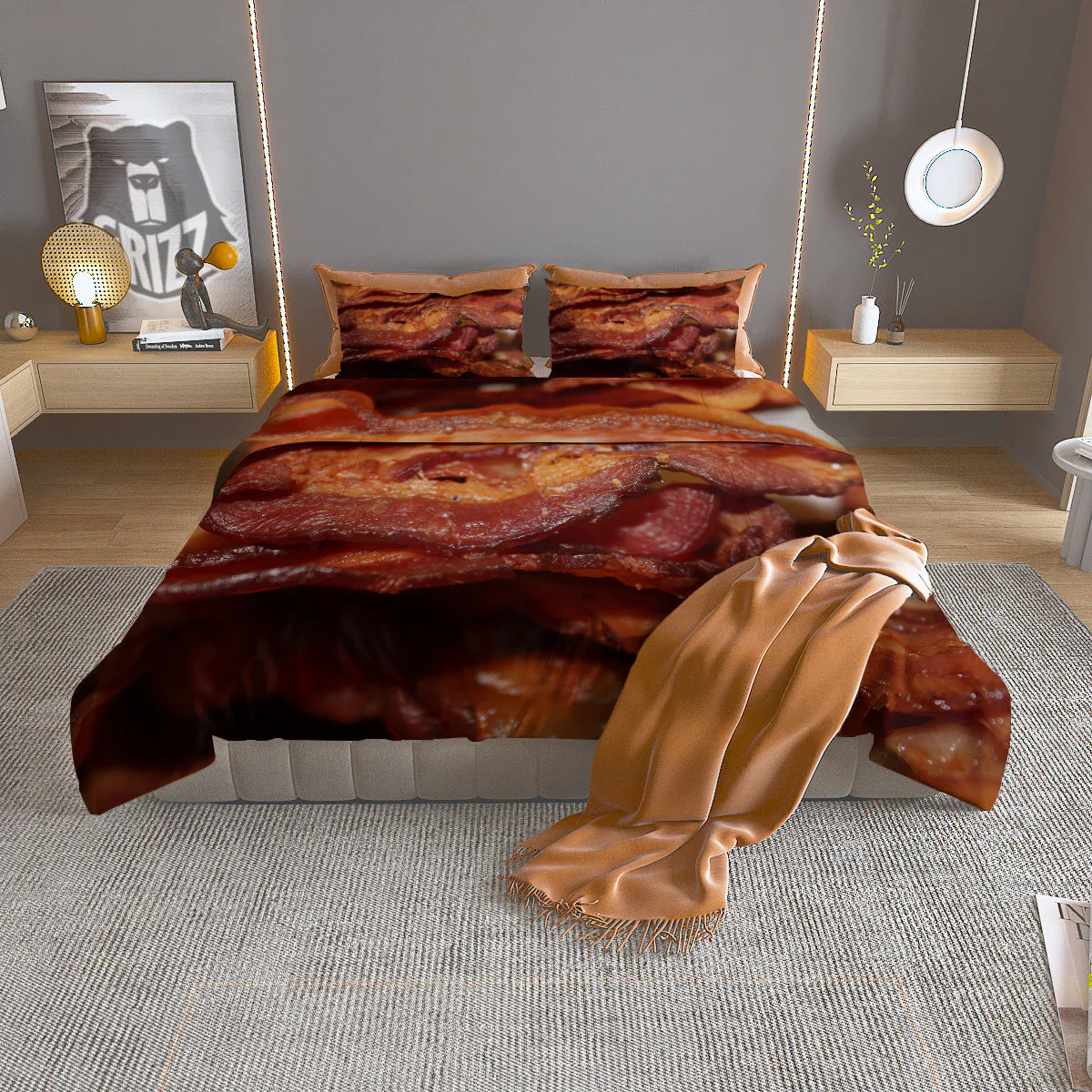 Bacon Crispy Print Duvet Cover Bedding Set