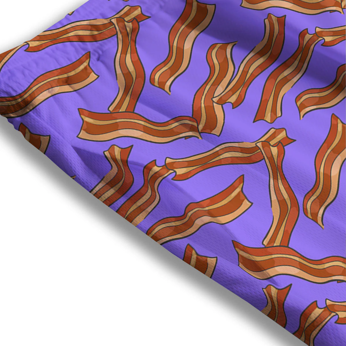 Bacon Purple Print Pattern Mesh Shorts - Image 3