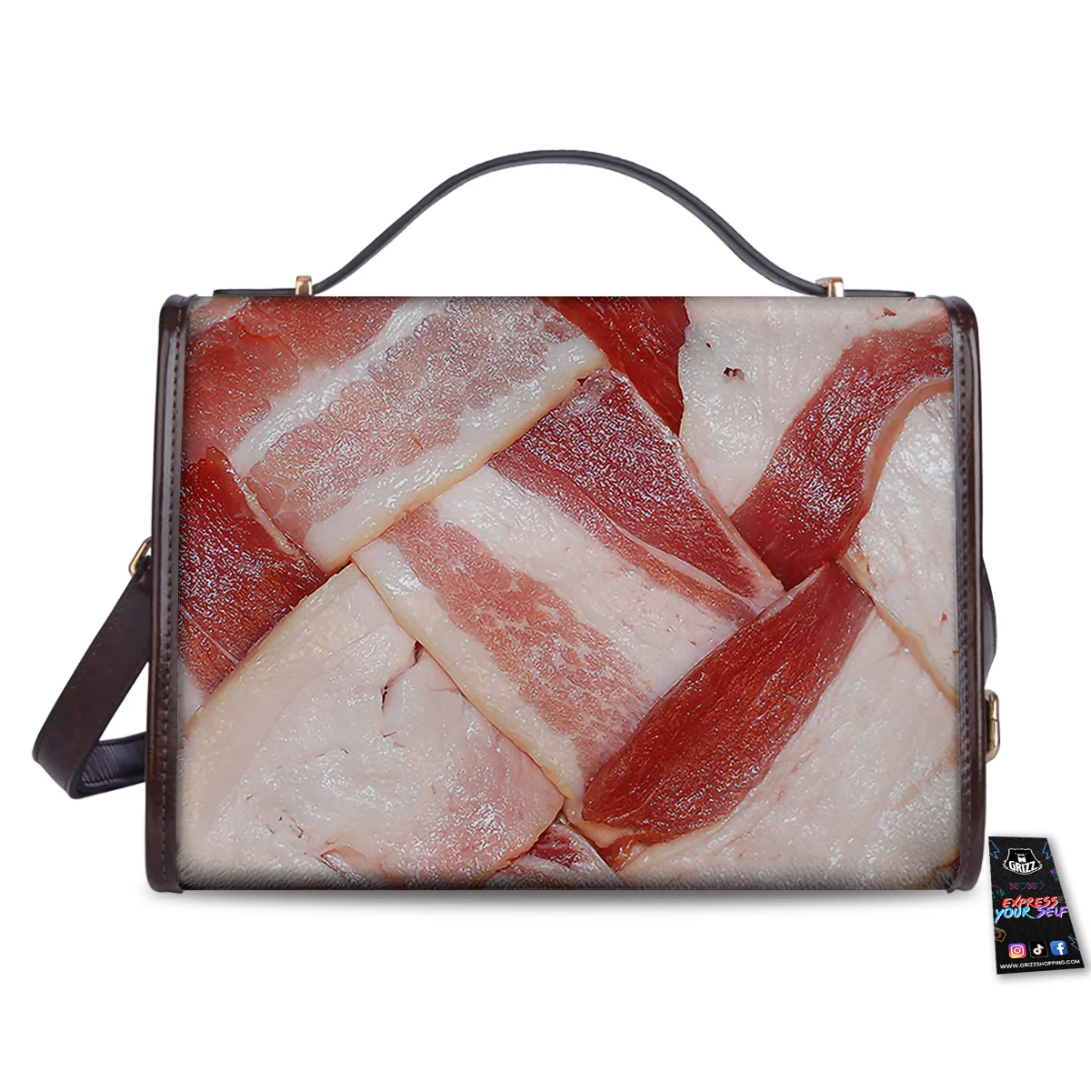 Bacon Weaving Print Women's Satchel Bag - Image 2