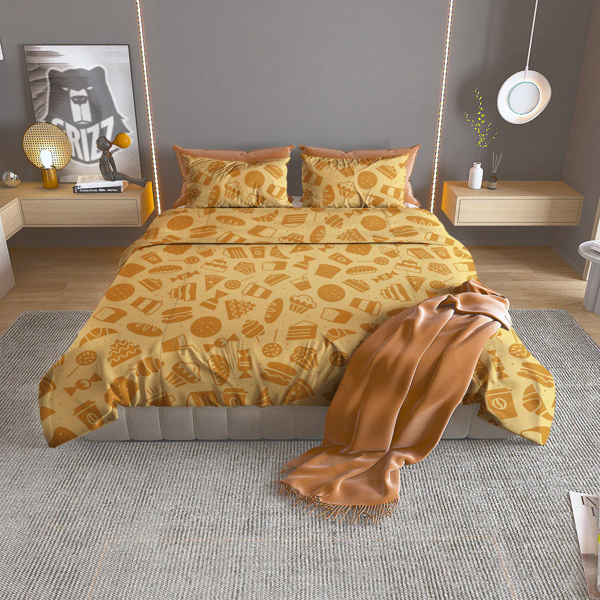 Bakery And Dessert Print Pattern Duvet Cover Bedding Set