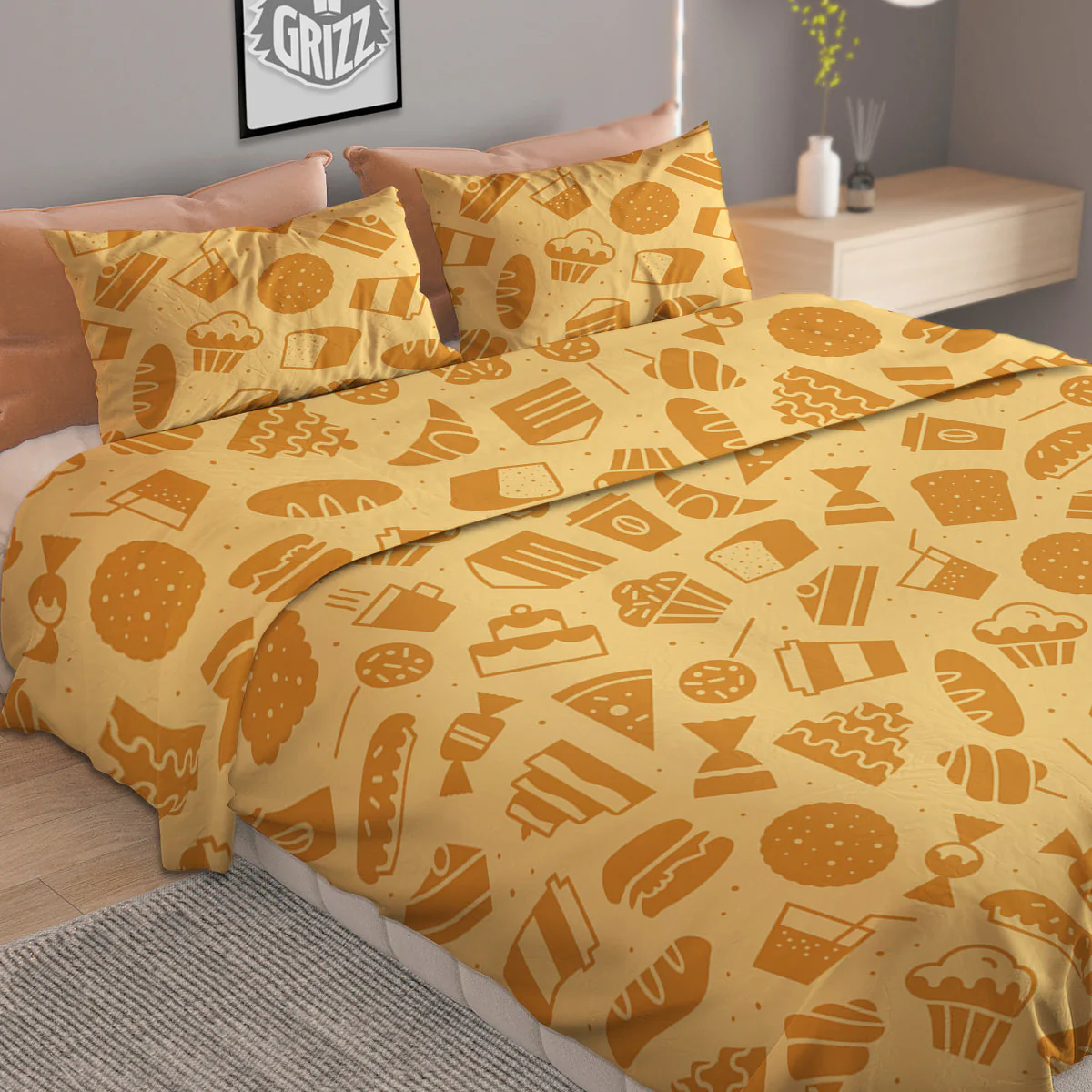 Bakery And Dessert Print Pattern Duvet Cover Bedding Set - Image 2