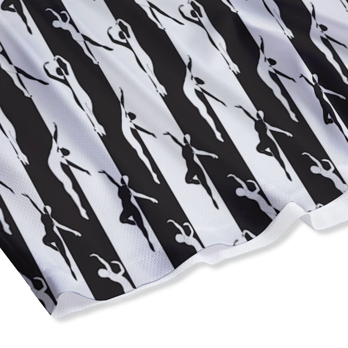 Ballet White And Black Print Pattern Mesh Shorts - Image 4