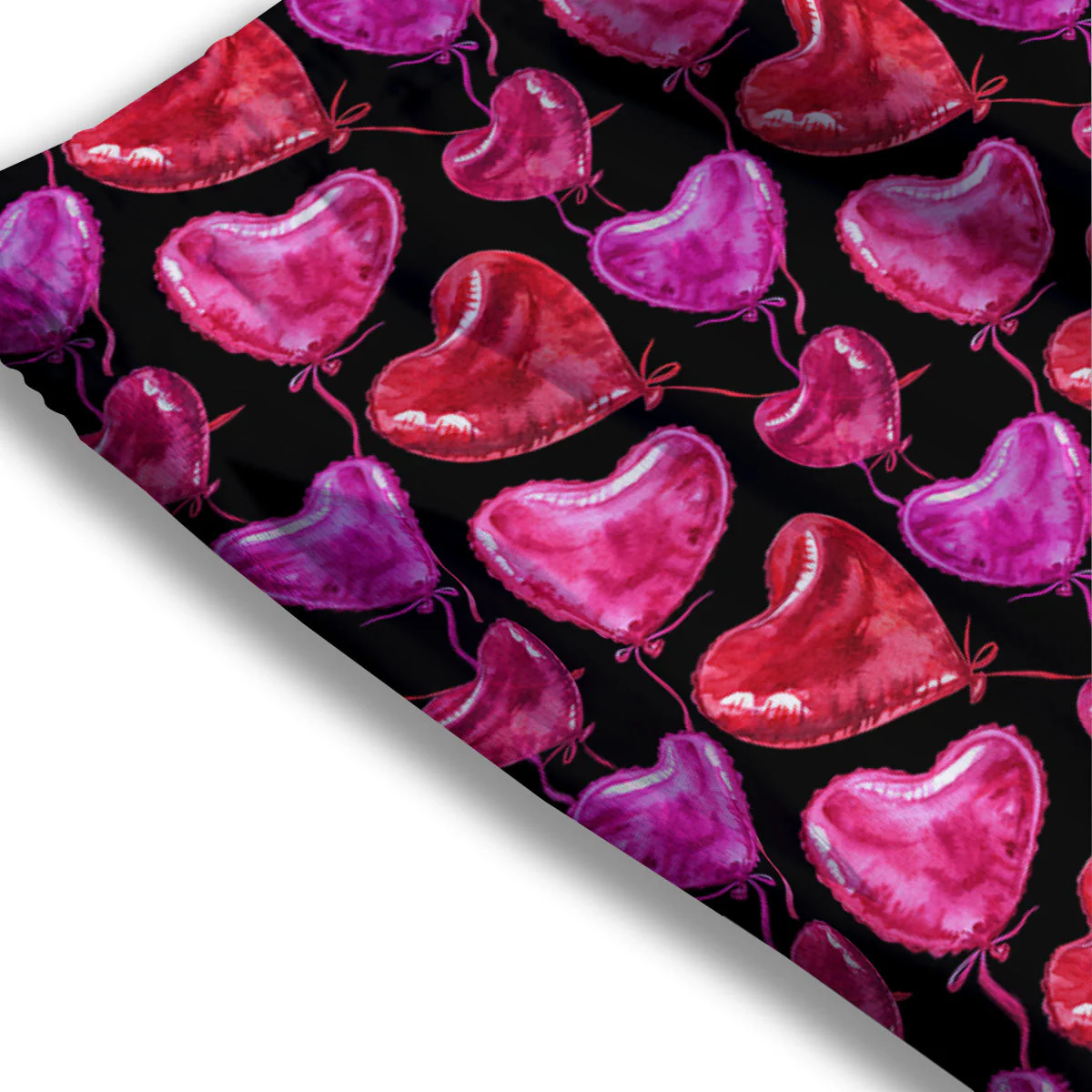 Balloon Red Heart Print Pattern Mesh Shorts - Image 3