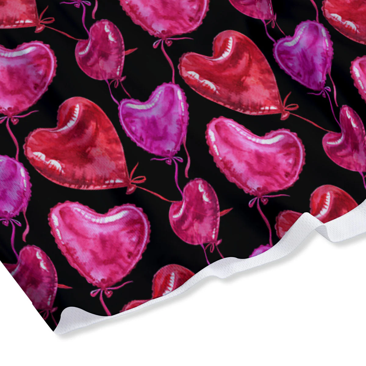 Balloon Red Heart Print Pattern Mesh Shorts - Image 4