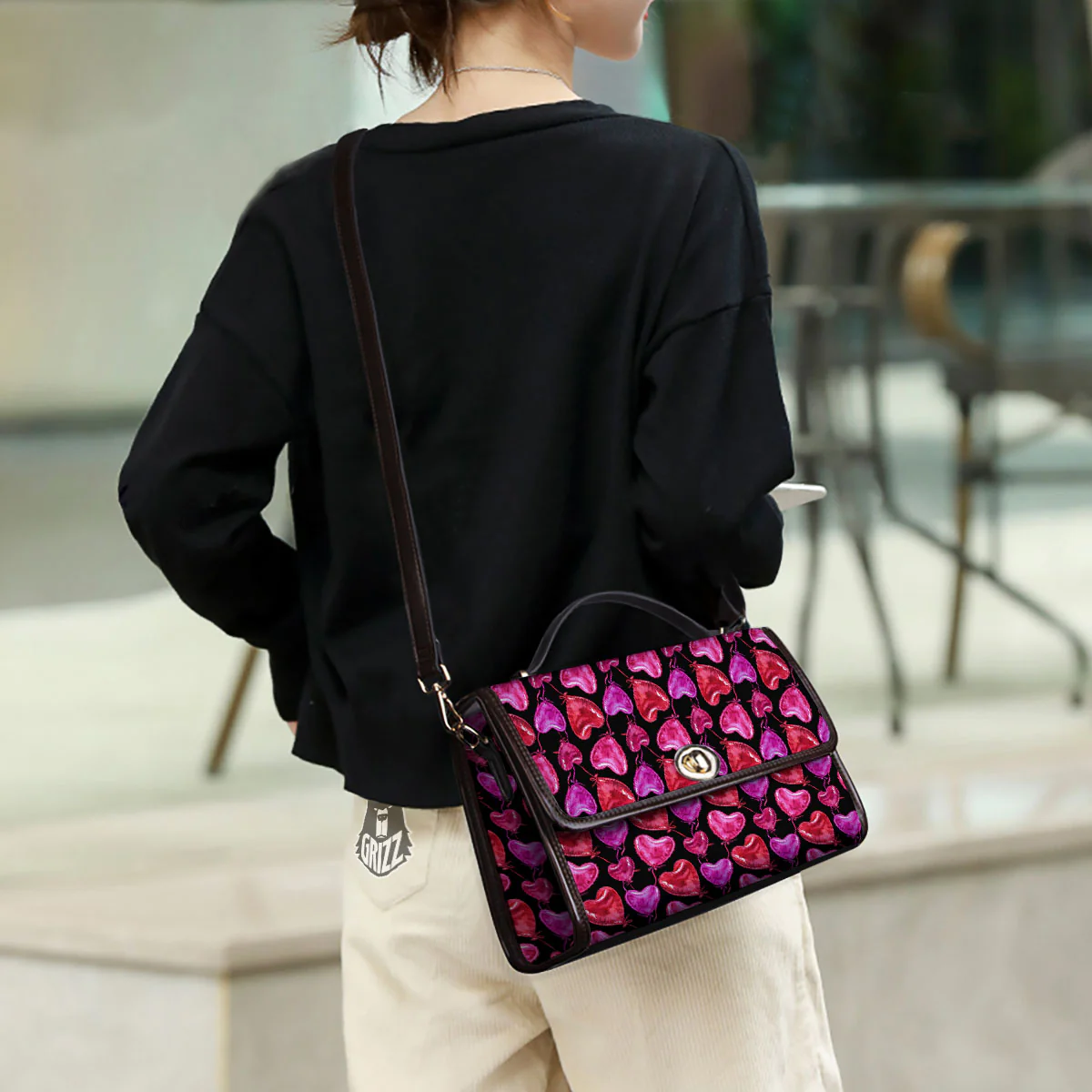 Balloon Red Heart Print Pattern Women's Satchel Bag - Image 3