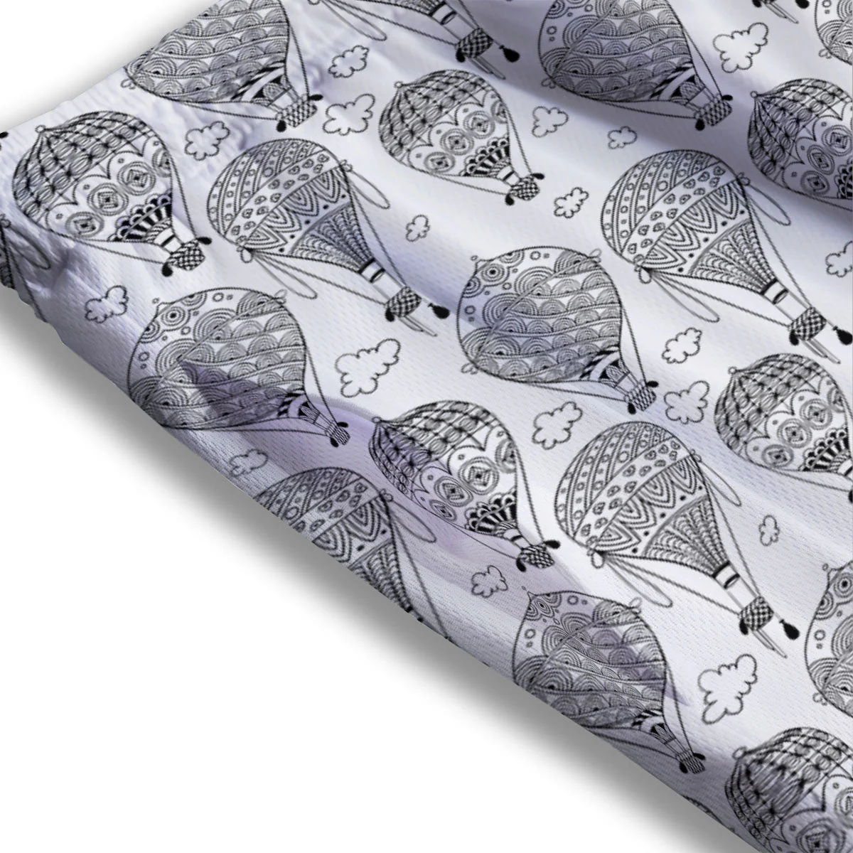 Balloon White And Black Print Pattern Mesh Shorts - Image 3
