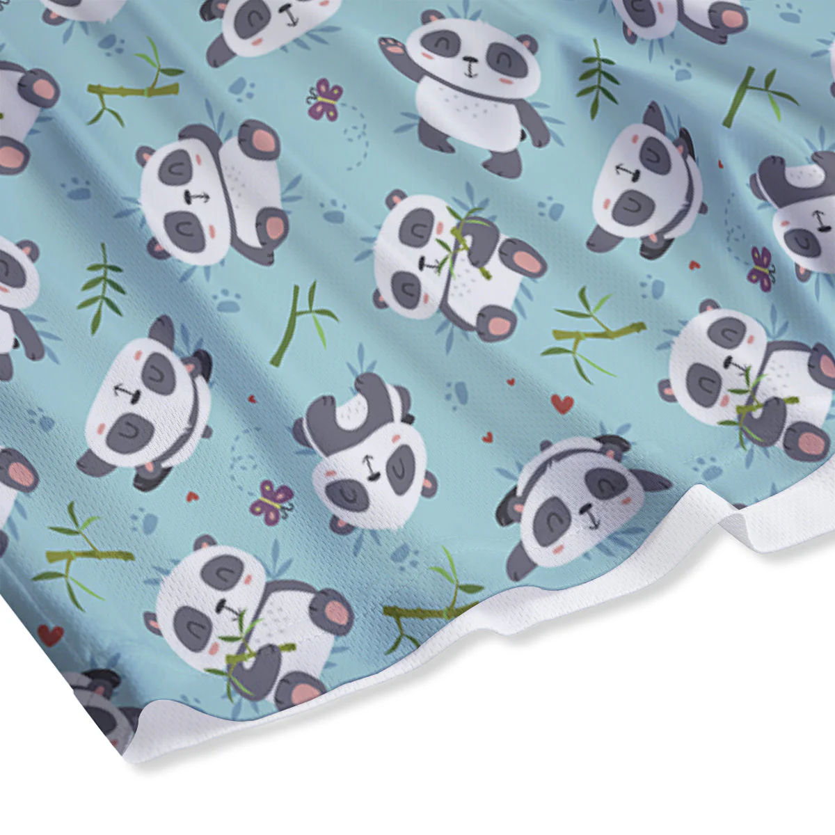 Bamboo And Cute Panda Print Pattern Mesh Shorts - Image 4