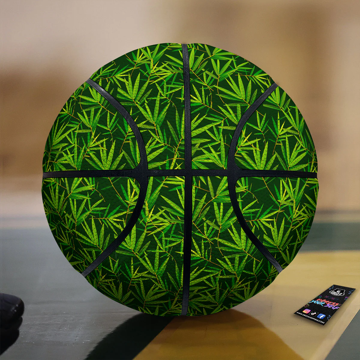 Bamboo Leaf Green Print Pattern Basketball