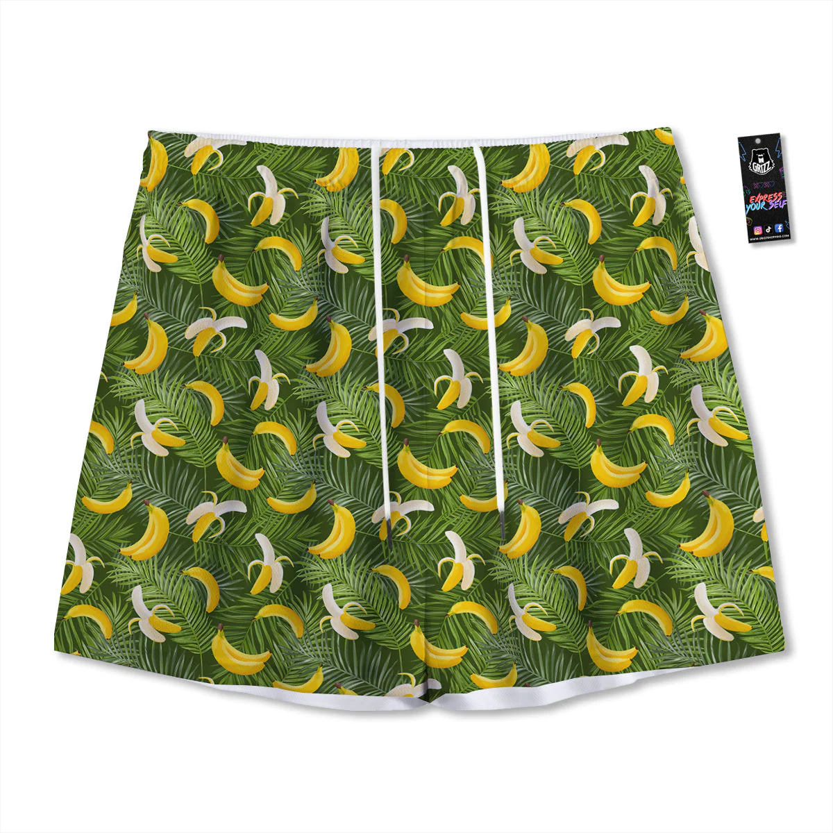 Banana Aloha Print Pattern Mesh Shorts