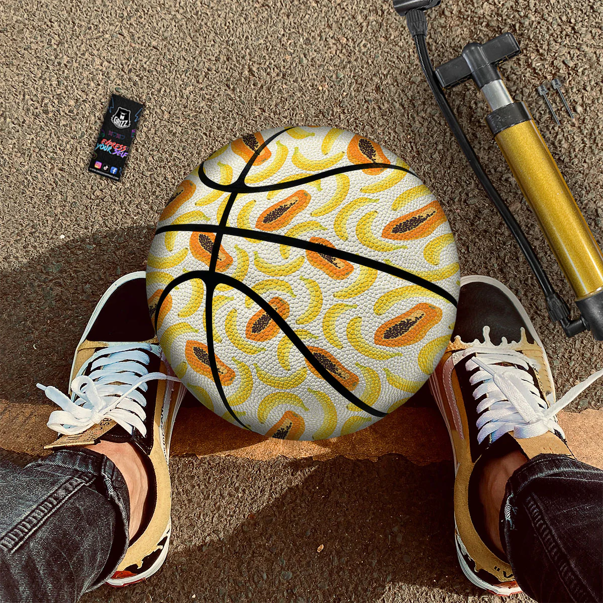 Banana And Papaya Print Pattern Basketball - Image 2